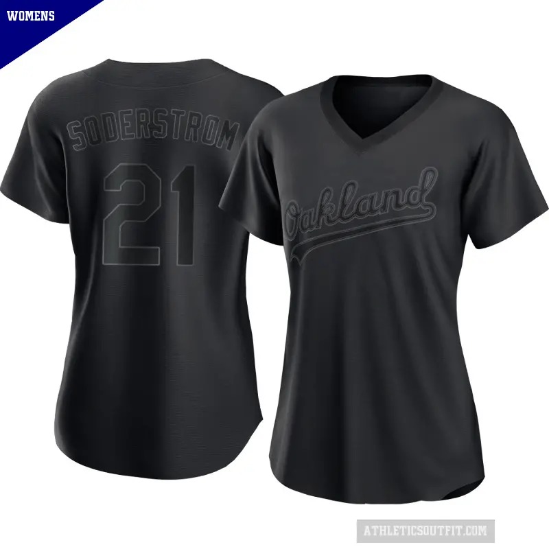 Women's No.21 Tyler Soderstrom Oakland Athletics Black Replica Pitch Fashion Jersey
