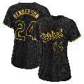 Women's No.24 Rickey Henderson Oakland Athletics Black Replica Snake Skin City Jersey