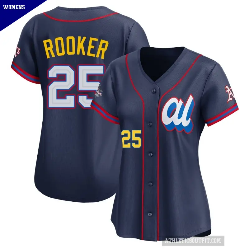 Women's No.25 Brent Rooker Oakland Athletics Navy Limited American League 2025 All-Star Edition Jersey