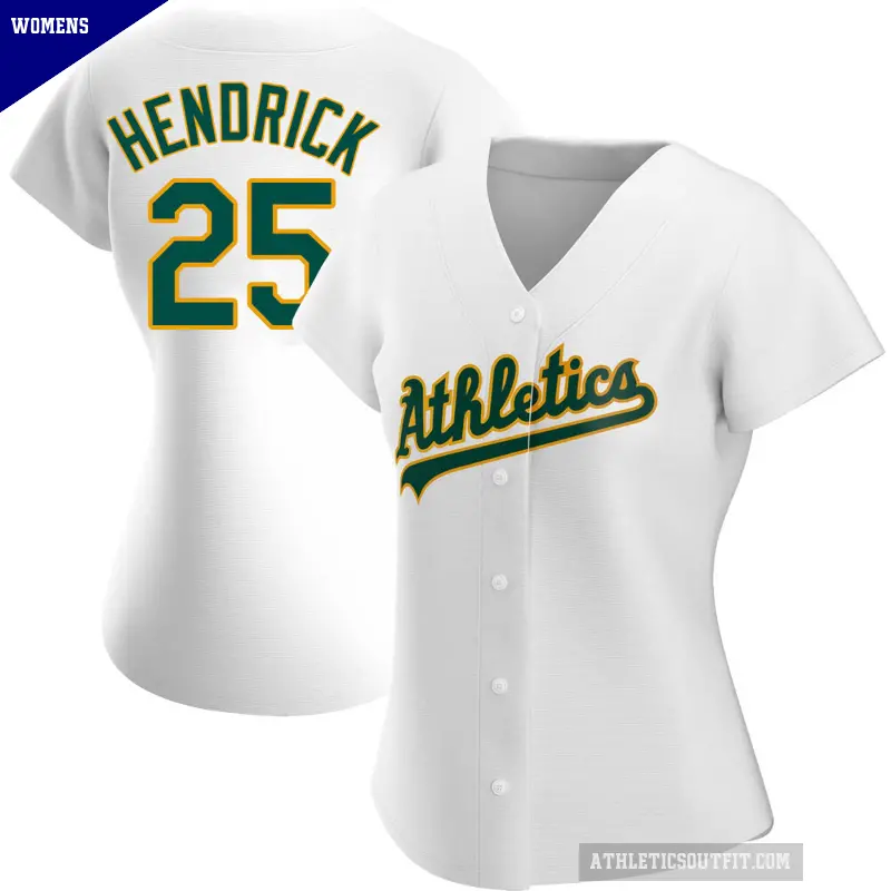 Women's No.25 George Hendrick Oakland Athletics White Authentic Home Jersey