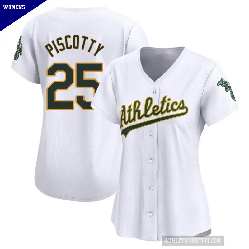 Women's No.25 Stephen Piscotty Oakland Athletics White Limited Home Jersey
