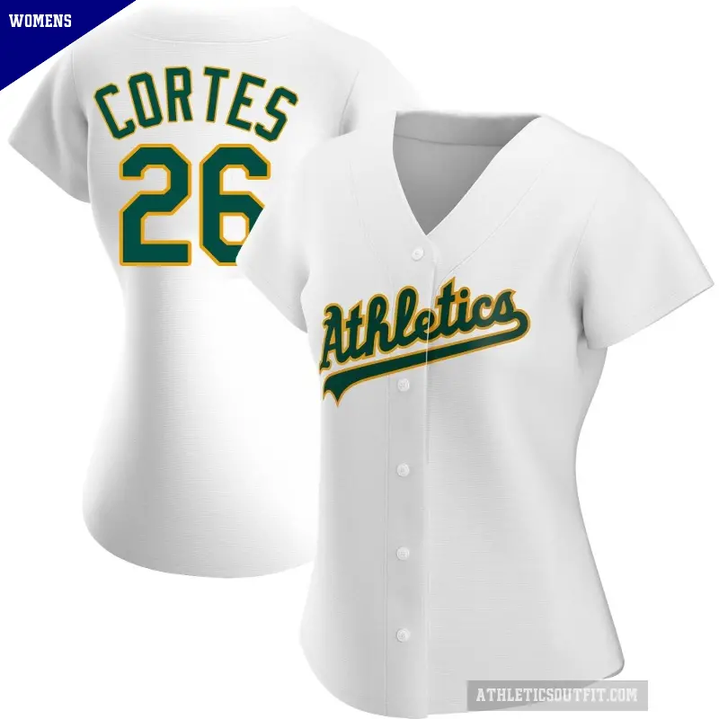 Women's No.26 Carlos Cortes Oakland Athletics White Replica Home Jersey