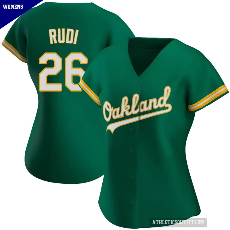 Women's No.26 Joe Rudi Oakland Athletics Green Authentic Kelly Alternate Jersey