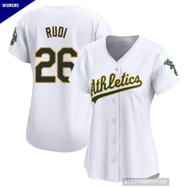 Women's No.26 Joe Rudi Oakland Athletics White Limited Home Jersey