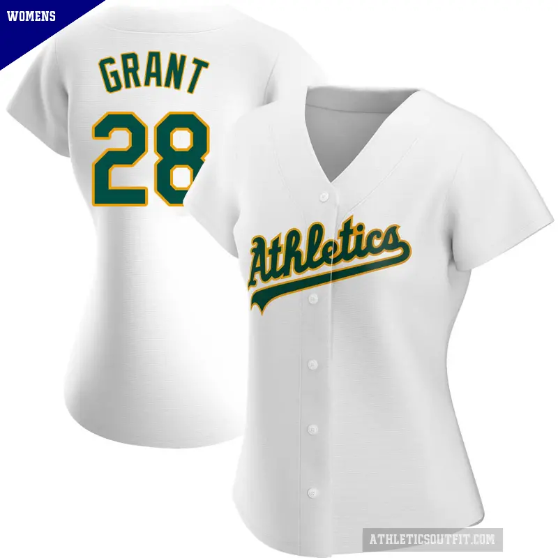 Women's No.28 Jim Mudcat Grant Oakland Athletics White Replica Home Jersey