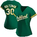 Women's No.30 Ken Holtzman Oakland Athletics Green Authentic Kelly Alternate Jersey