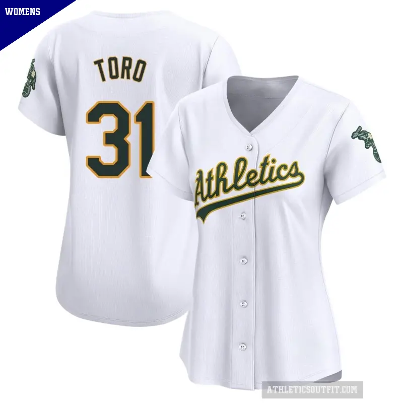 Women's No.31 Abraham Toro Oakland Athletics White Limited Home Jersey