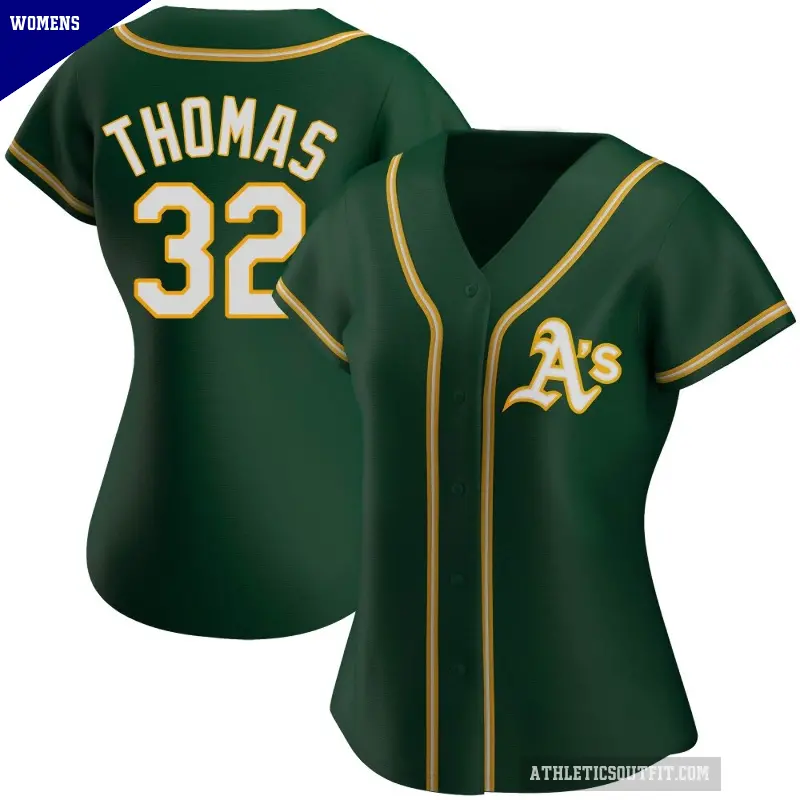 Women's No.32 Colby Thomas Oakland Athletics Green Authentic Alternate Jersey