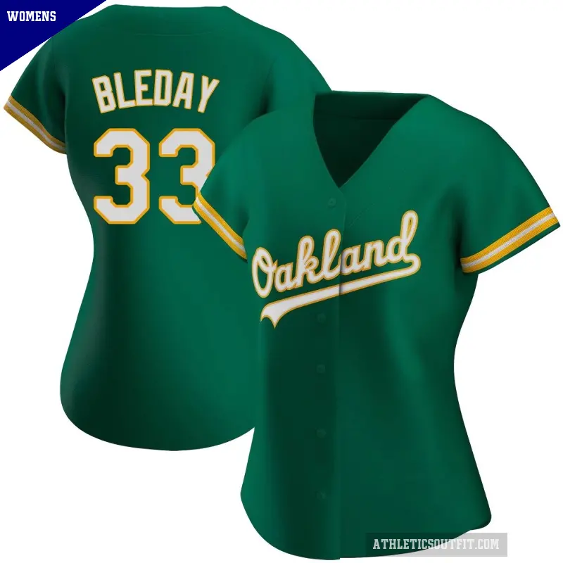 Women's No.33 JJ Bleday Oakland Athletics Green Authentic Kelly Alternate Jersey