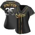 Women's No.35 Rickey Henderson Oakland Athletics Gold Replica Black en Alternate Jersey