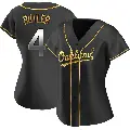 Women's No.4 Lawrence Butler Oakland Athletics Gold Replica Black en Alternate Jersey