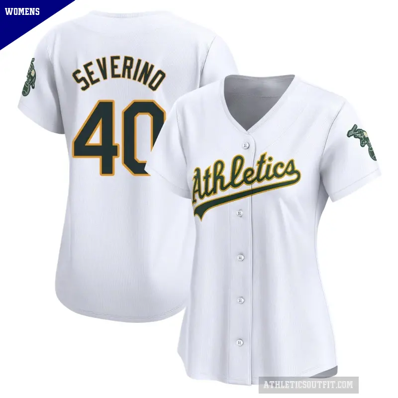 Women's No.40 Luis Severino Oakland Athletics White Limited Home Jersey