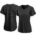 Women's No.42 Dave Henderson Oakland Athletics Black Replica Pitch Fashion Jersey