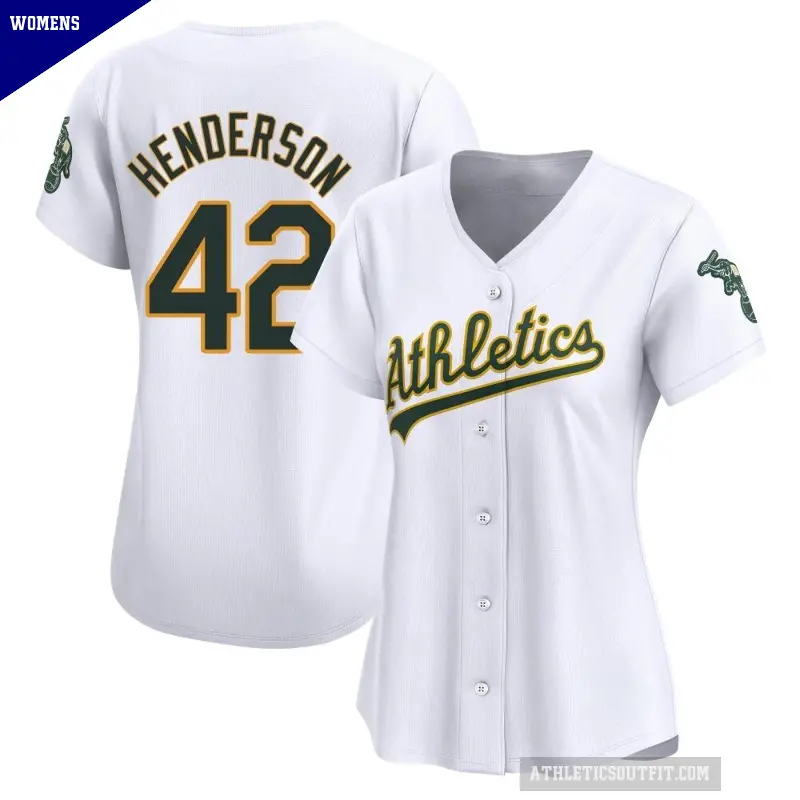 Women's No.42 Dave Henderson Oakland Athletics White Limited Home Jersey