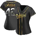 Women's No.42 Tony Larussa Oakland Athletics Gold Replica Black en Alternate Jersey
