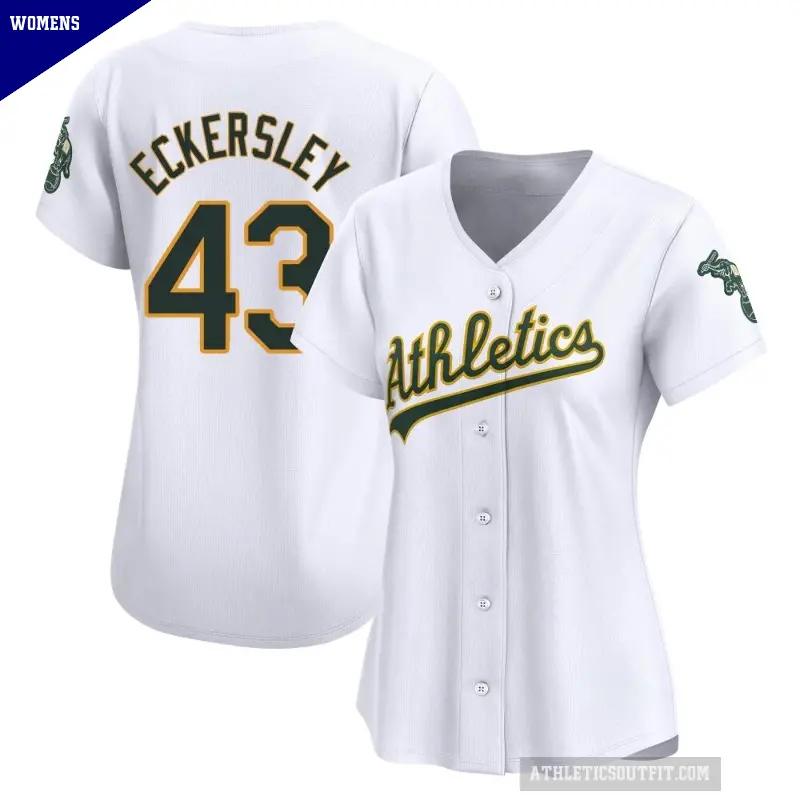 Women's No.43 Dennis Eckersley Oakland Athletics White Limited Home Jersey