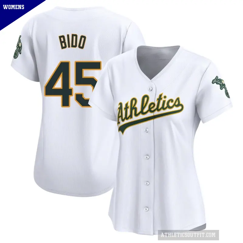 Women's No.45 Osvaldo Bido Oakland Athletics White Limited Home Jersey