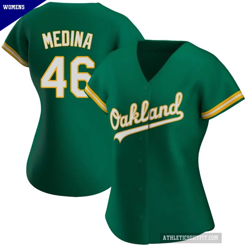Women's No.46 Luis Medina Oakland Athletics Green Authentic Kelly Alternate Jersey