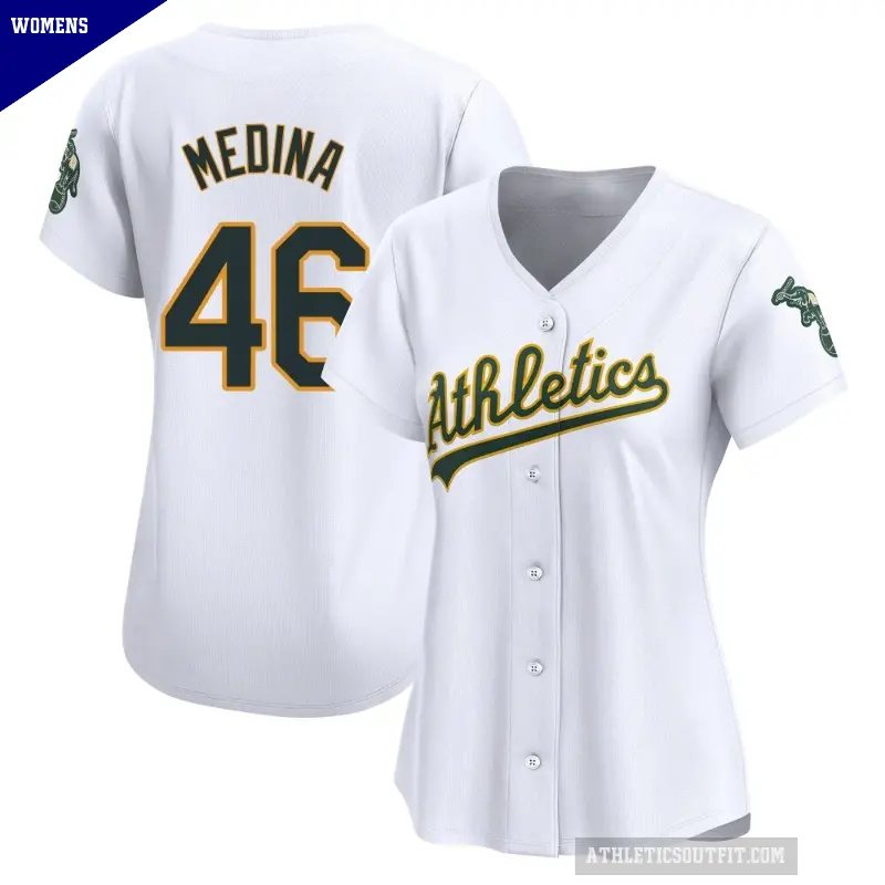 Women's No.46 Luis Medina Oakland Athletics White Limited Home Jersey