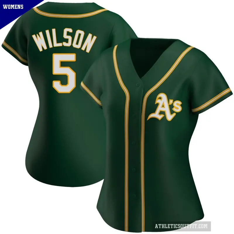 Women's No.5 Jacob Wilson Oakland Athletics Green Authentic Alternate Jersey