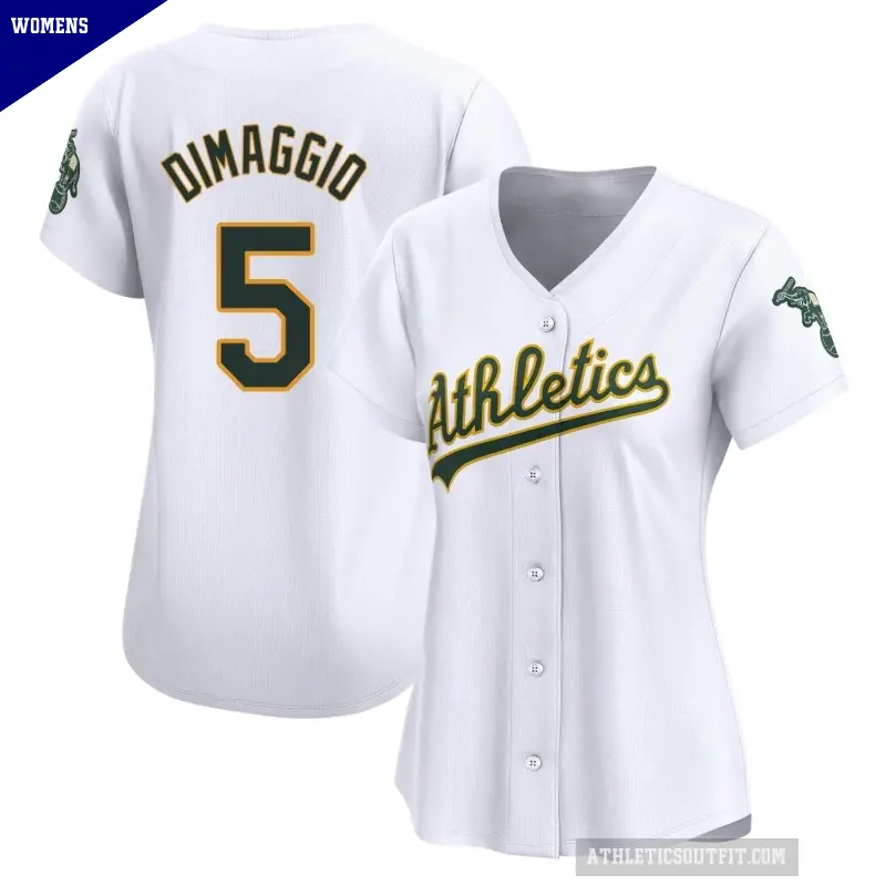 Women's No.5 Joe Dimaggio Oakland Athletics White Limited Home Jersey