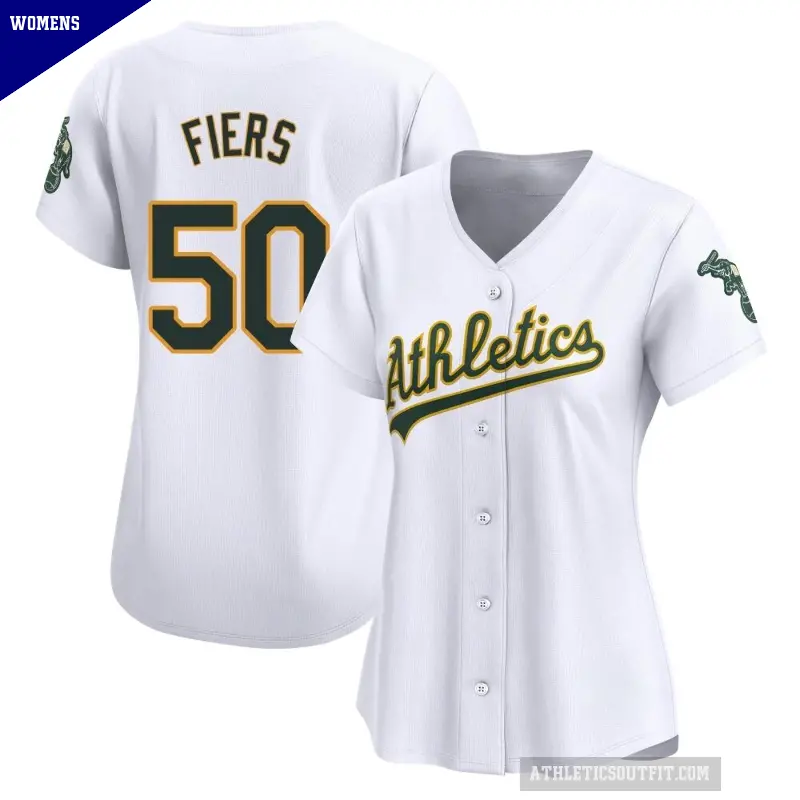 Women's No.50 Mike Fiers Oakland Athletics White Limited Home Jersey