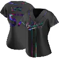 Women's No.57 Jacob Lopez Oakland Athletics Black Replica Holographic Alternate Jersey