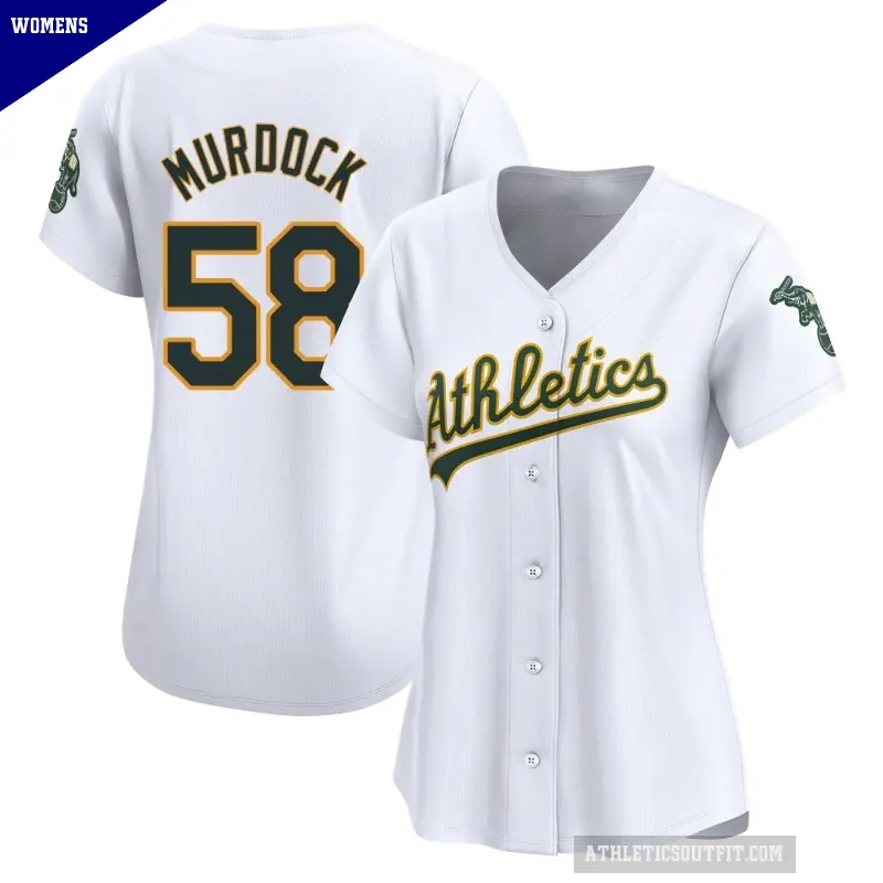 Women's No.58 Noah Murdock Oakland Athletics White Limited Home Jersey