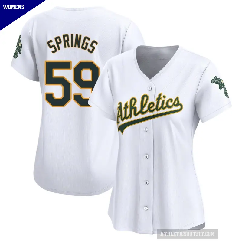 Women's No.59 Jeffrey Springs Oakland Athletics White Limited Home Jersey