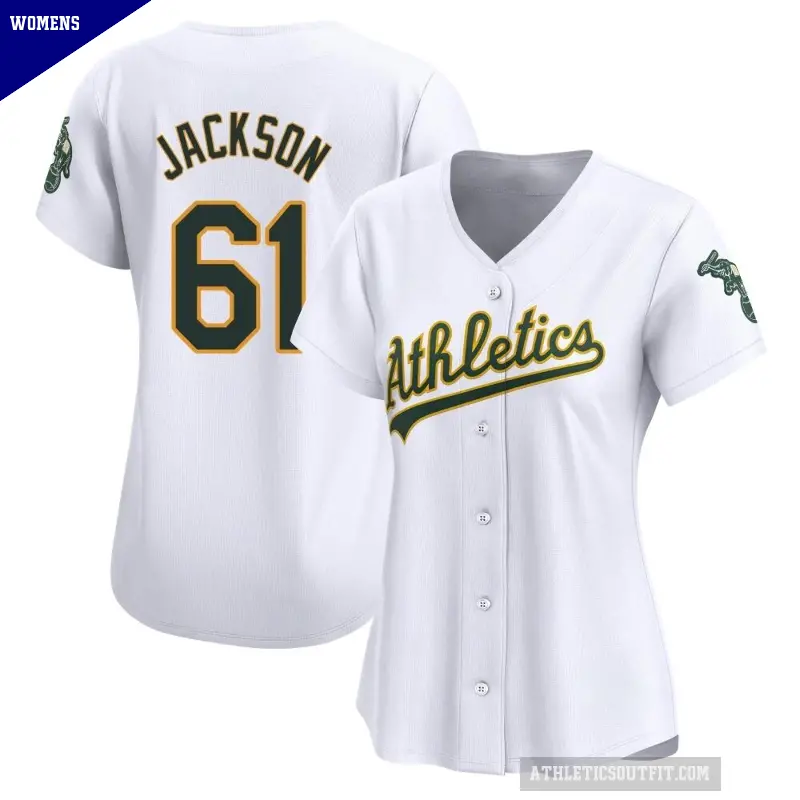 Women's No.61 Zach Jackson Oakland Athletics White Limited Home Jersey