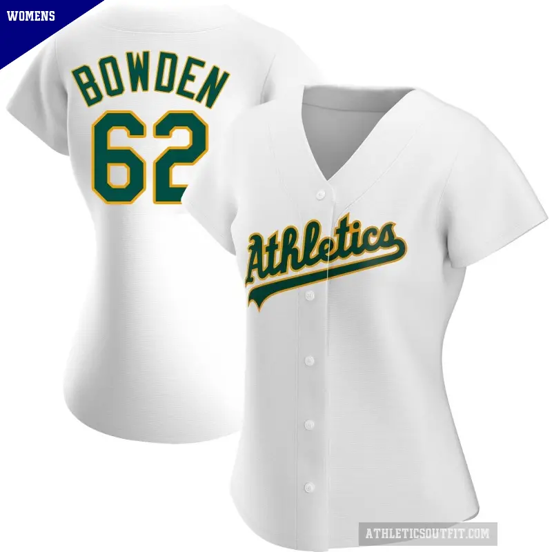 Women's No.62 Ben Bowden Oakland Athletics White Authentic Home Jersey