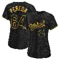 Women's No.64 Jhonny Pereda Oakland Athletics Black Authentic Snake Skin City Jersey