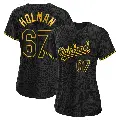 Women's No.67 Grant Holman Oakland Athletics Black Replica Snake Skin City Jersey