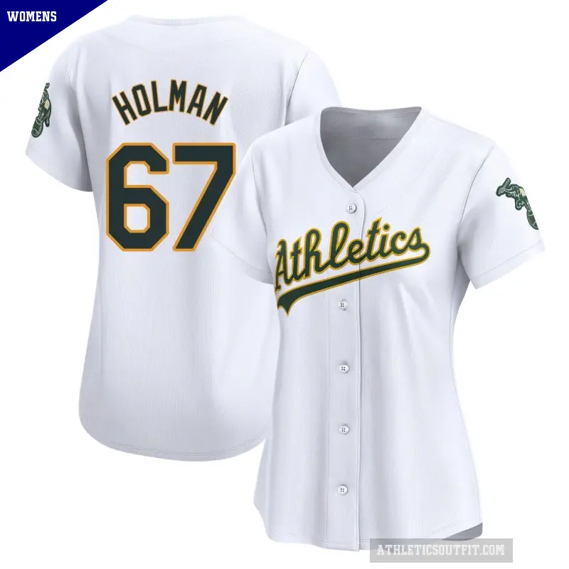 Women's No.67 Grant Holman Oakland Athletics White Limited Home Jersey