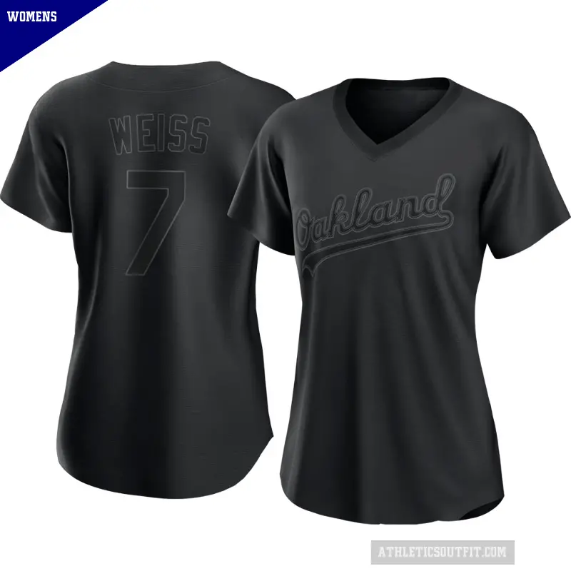 Women's No.7 Walt Weiss Oakland Athletics Black Authentic Pitch Fashion Jersey