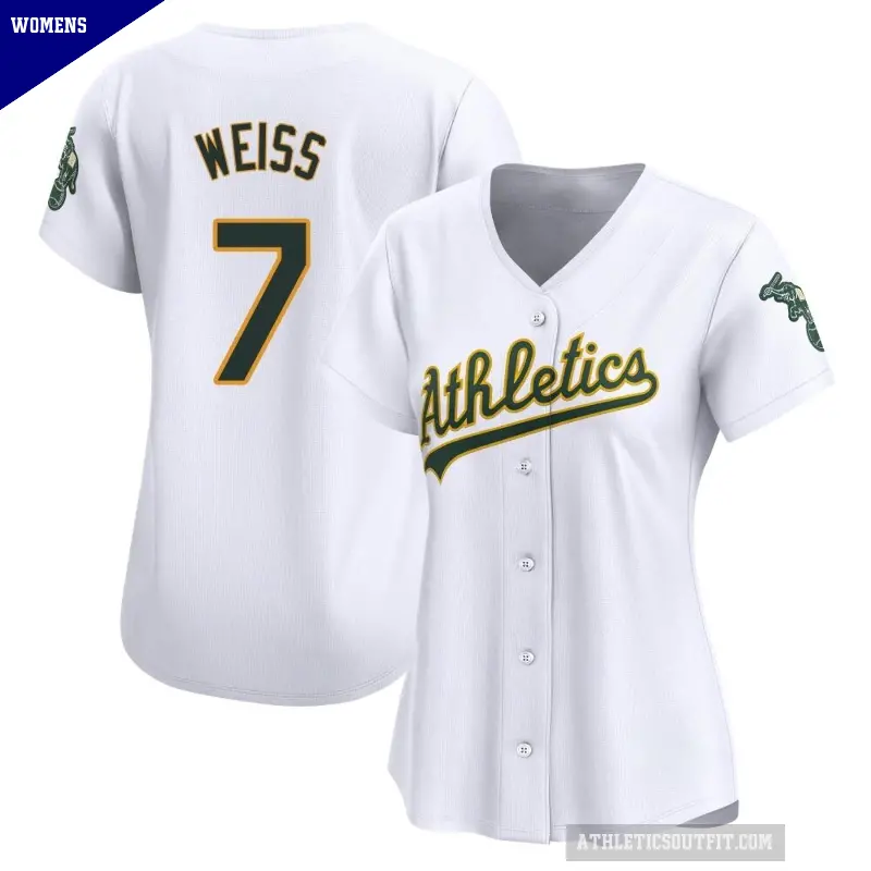 Women's No.7 Walt Weiss Oakland Athletics White Limited Home Jersey