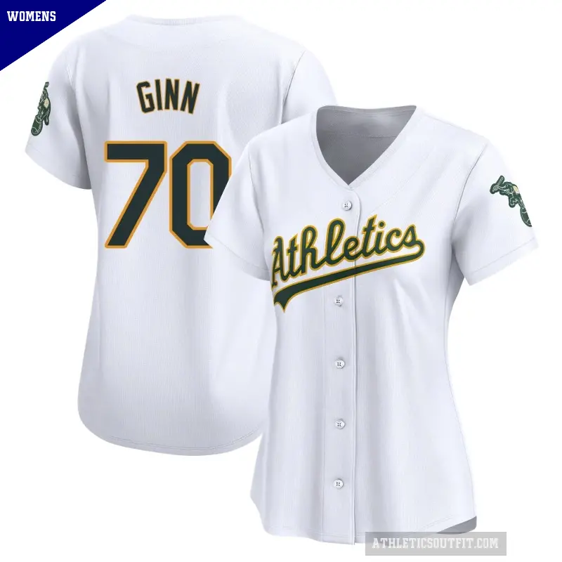 Women's No.70 J.T. Ginn Oakland Athletics White Limited Home Jersey