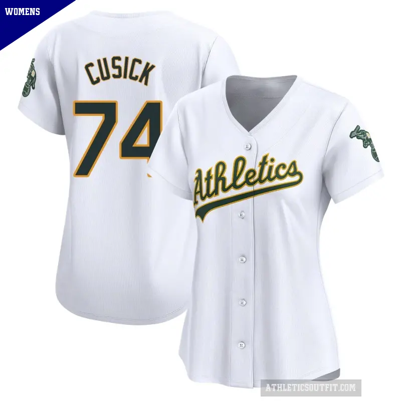 Women's No.74 Ryan Cusick Oakland Athletics White Limited Home Jersey