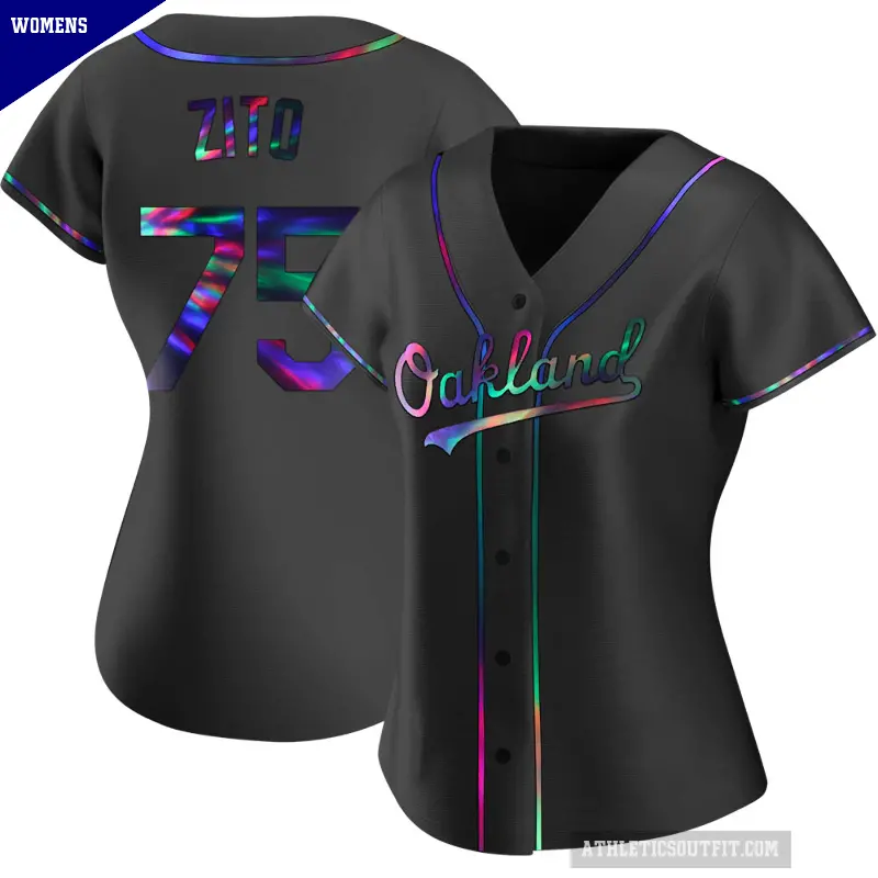 Women's No.75 Barry Zito Oakland Athletics Black Replica Holographic Alternate Jersey