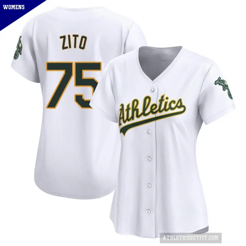 Women's No.75 Barry Zito Oakland Athletics White Limited Home Jersey