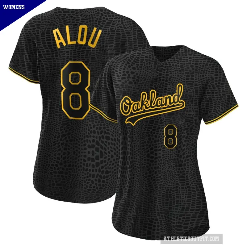 Women's No.8 Felipe Alou Oakland Athletics Black Authentic Snake Skin City Jersey