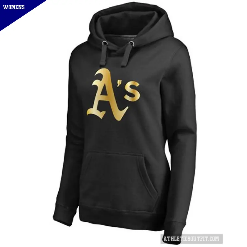 Women's Oakland Athletics Gold Collection Pullover Hoodie - Black
