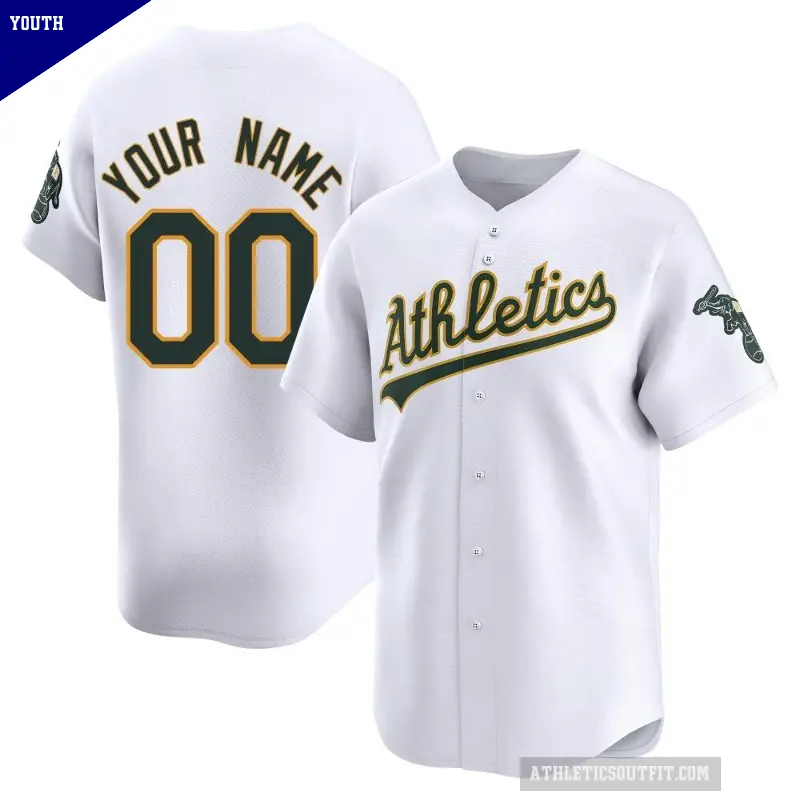 Youth No.00 Custom Oakland Athletics White Limited Home Jersey