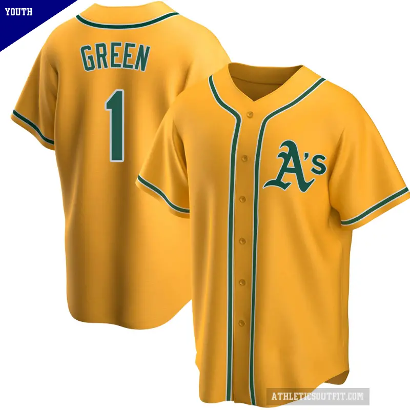 Youth No.1 Dick Green Oakland Athletics Gold Replica Alternate Jersey