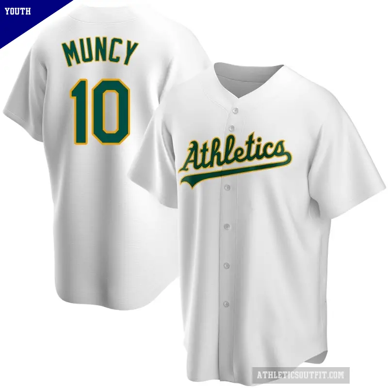 Youth No.10 Max Muncy Oakland Athletics White Replica Home Jersey
