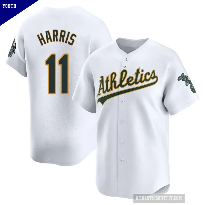 Youth No.11 Brett Harris Oakland Athletics White Limited Home Jersey
