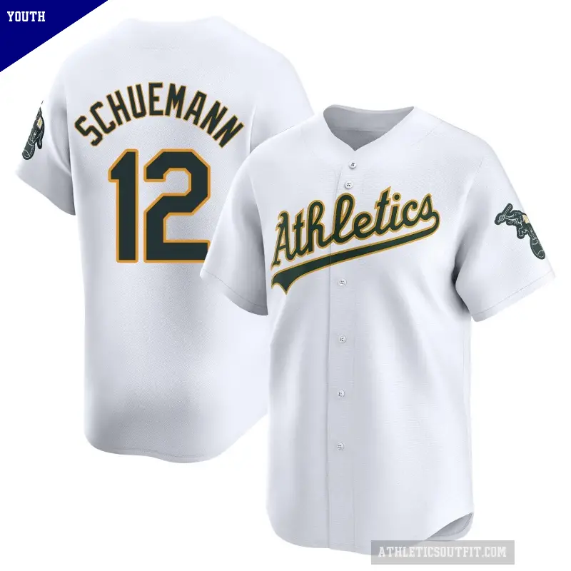Youth No.12 Max Schuemann Oakland Athletics White Limited Home Jersey
