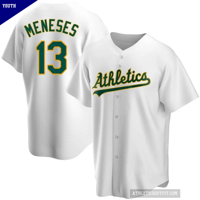 Youth No.13 Joey Meneses Oakland Athletics White Replica Home Jersey