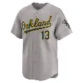 Youth No.13 Luis Barrera Oakland Athletics Gray Limited Away Jersey