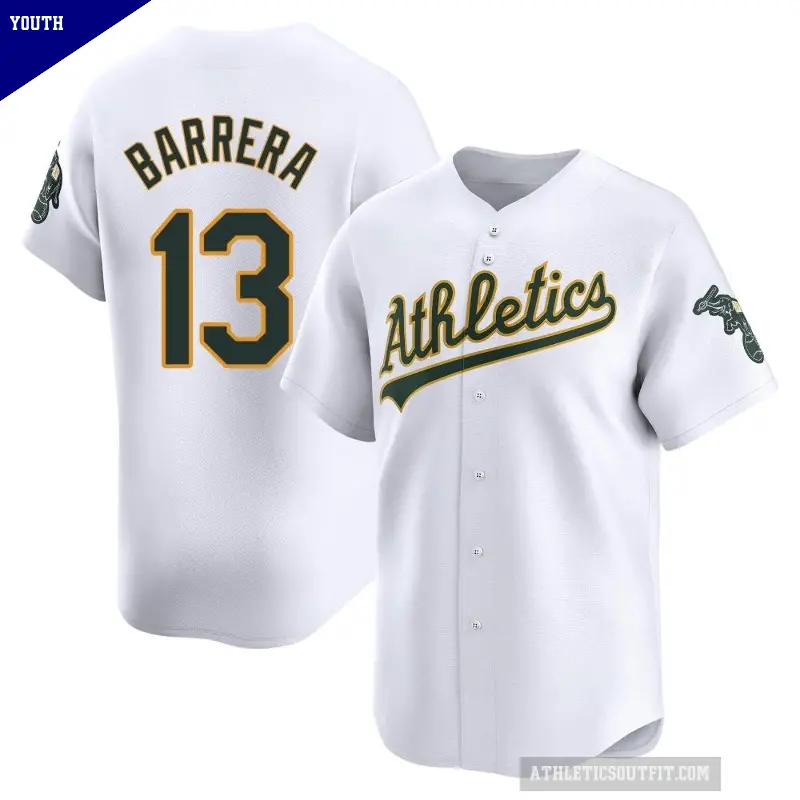 Youth No.13 Luis Barrera Oakland Athletics White Limited Home Jersey